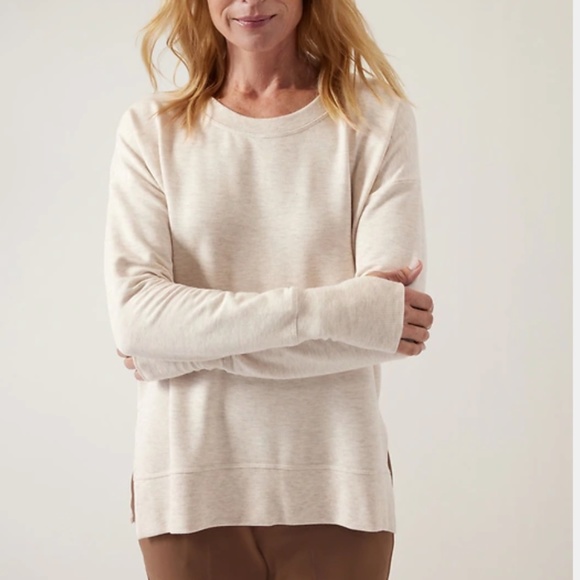 Athleta Tops - Athleta Coaster Luxe Sweatshirt Toasted Brown Heather NWT, oversized XXS